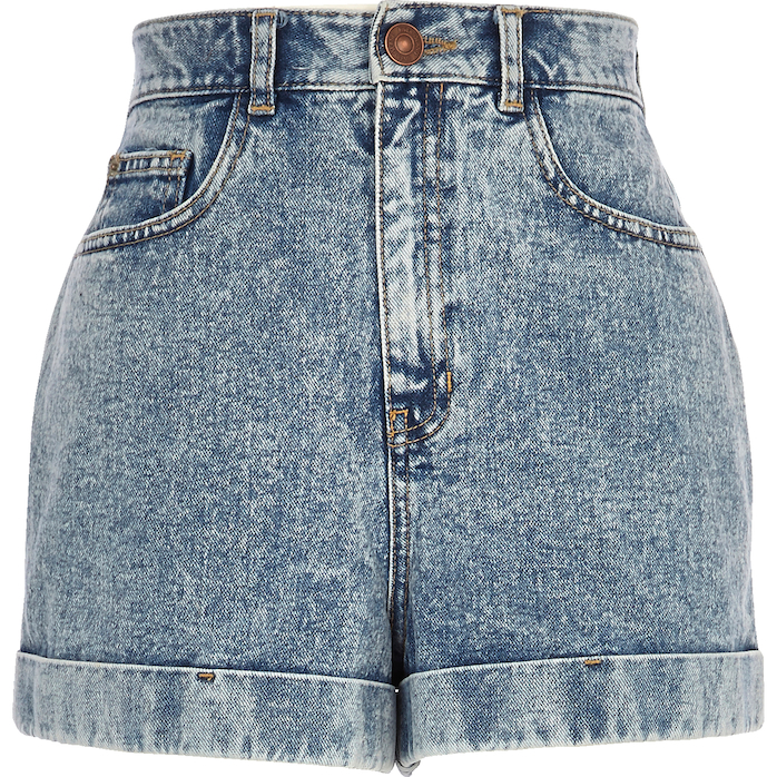 River Island_R599_Light Acid Wash High Waisted Denim Shorts_651808