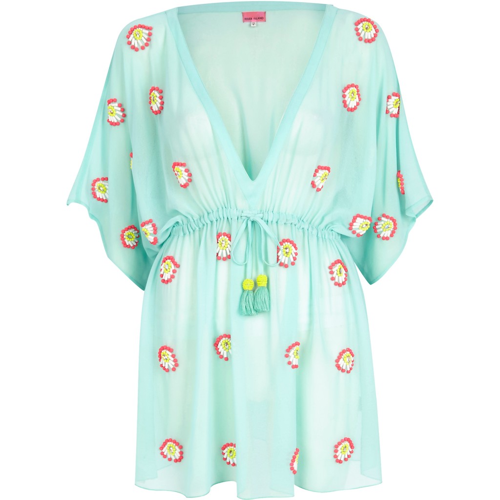 River Island_R629_turquoise embellished kaftan_654580