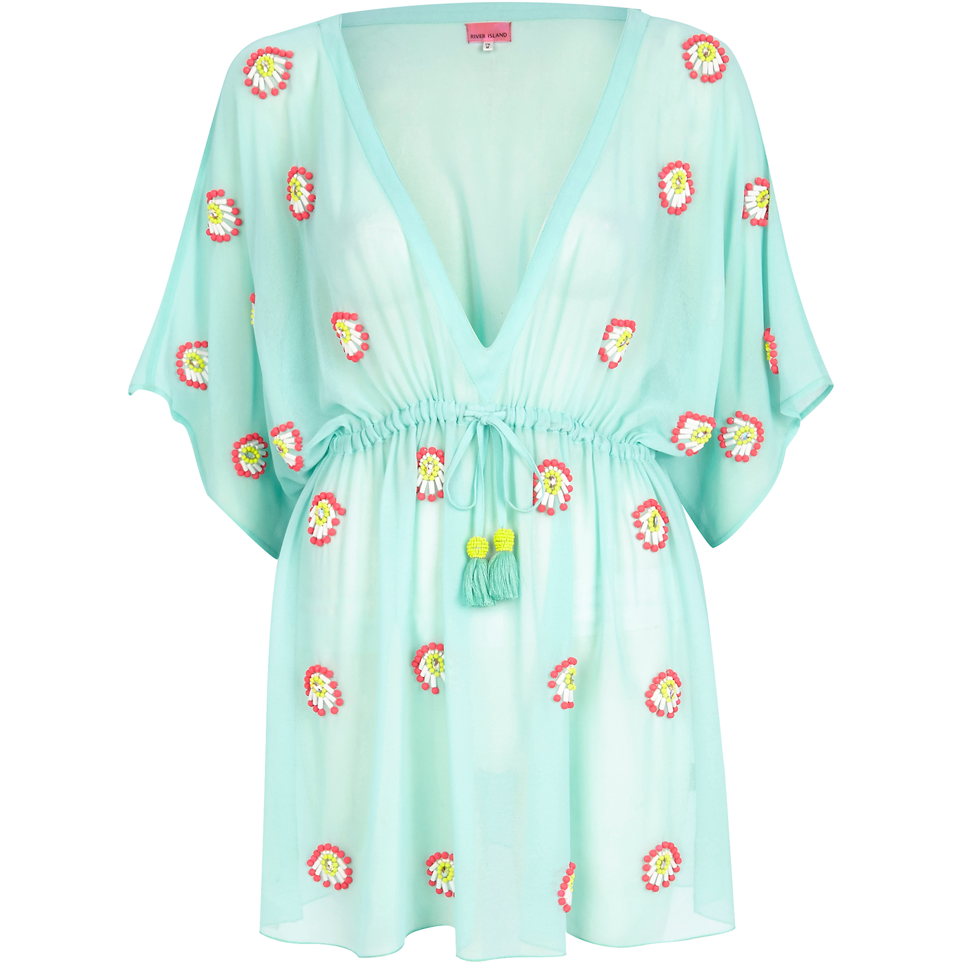 River Island_R629_turquoise embellished kaftan_654580