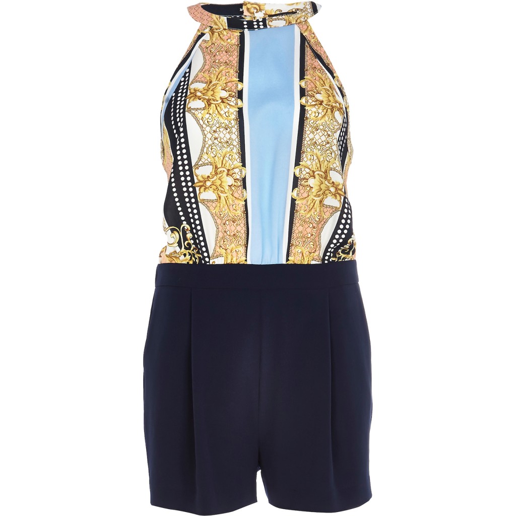 River Island_R879_blue scarf print smart playsuit_657522